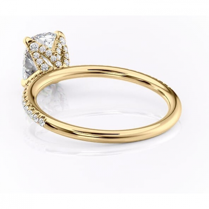 Inel de logodnă Cleo din aur Galben 14kt cu moissanite tăietură pernă – Montură pavé rafinată pentru profil înalt | Personalizează și configurează gratuit online [4]