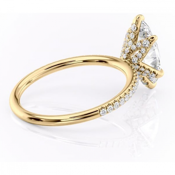 Inel de logodnă Cleo din aur Galben 14kt cu moissanite tăietură marquise – Montură pavé rafinată pentru profil înalt | Personalizează și configurează gratuit online [3]