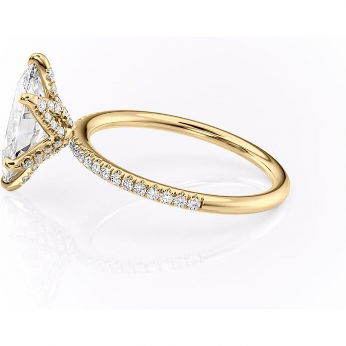 Inel de logodnă Cleo din aur Galben 14kt cu moissanite tăietură marquise – Montură pavé rafinată pentru profil înalt | Personalizează și configurează gratuit online [6]