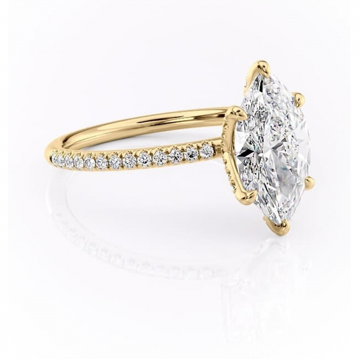 Inel de logodnă Cleo din aur Galben 14kt cu moissanite tăietură marquise – Montură pavé rafinată pentru profil înalt | Personalizează și configurează gratuit online [1]