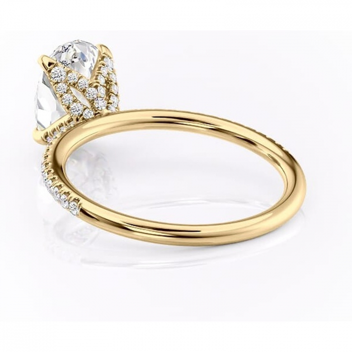 Inel de logodnă Cleo din aur Galben 14kt cu moissanite tăietură ovală – Montură pavé rafinată pentru profil înalt | Personalizează și configurează gratuit online [4]