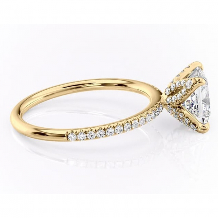 Inel de logodnă Cleo din aur Galben 14kt cu moissanite tăietură princess – Montură pavé rafinată pentru profil înalt | Personalizează și configurează gratuit online [2]
