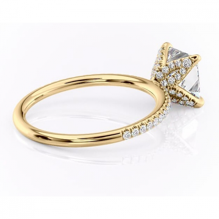 Inel de logodnă Cleo din aur Galben 14kt cu moissanite tăietură princess – Montură pavé rafinată pentru profil înalt | Personalizează și configurează gratuit online [3]