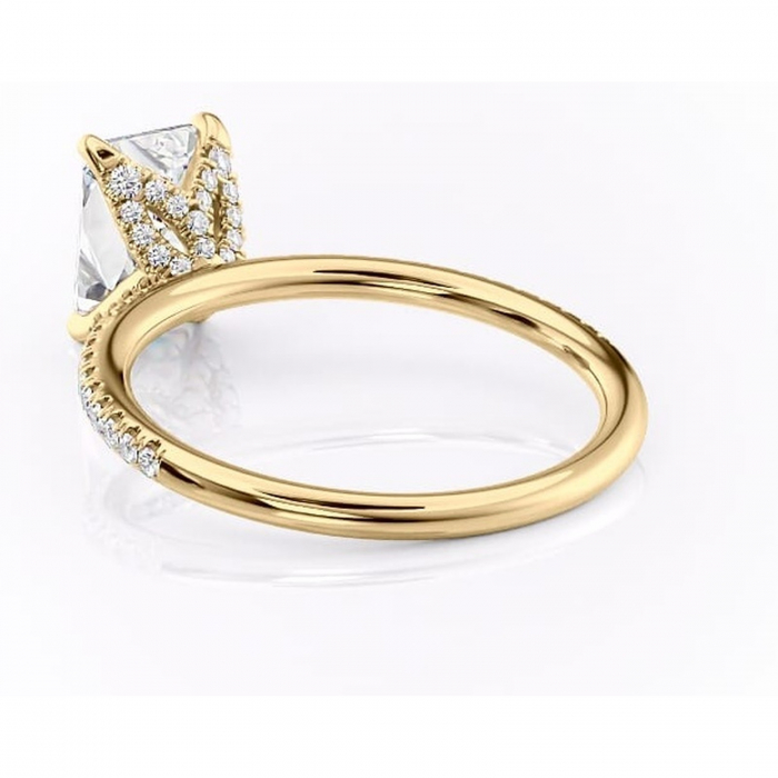 Inel de logodnă Cleo din aur Galben 18kt cu moissanite tăietură radiantă – Montură pavé rafinată pentru profil înalt | Personalizează și configurează gratuit online [4]