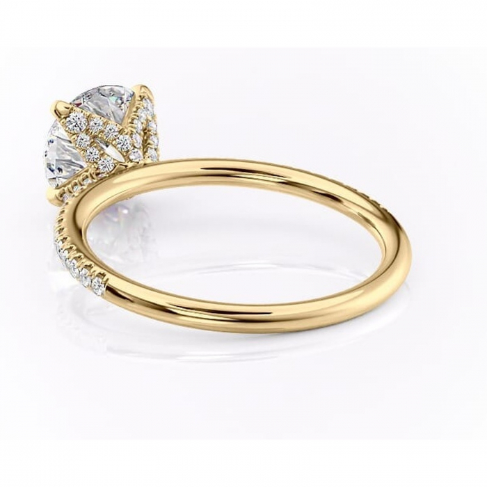 Inel de logodnă Cleo din aur Galben 14kt cu moissanite tăietură rotundă – Montură pavé rafinată pentru profil înalt | Personalizează și configurează gratuit online [4]