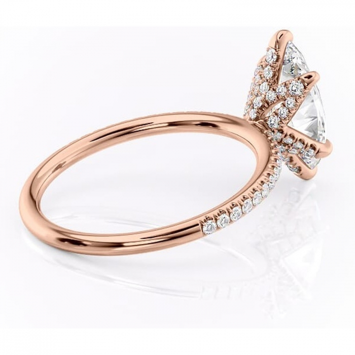 Inel de logodnă Cleo din aur Rose 14kt cu moissanite tăietură marquise – Montură pavé rafinată pentru profil înalt | Personalizează și configurează gratuit online [3]