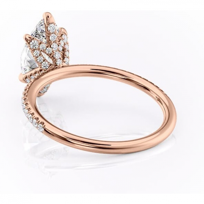 Inel de logodnă Cleo din aur Rose 14kt cu moissanite tăietură marquise – Montură pavé rafinată pentru profil înalt | Personalizează și configurează gratuit online [4]