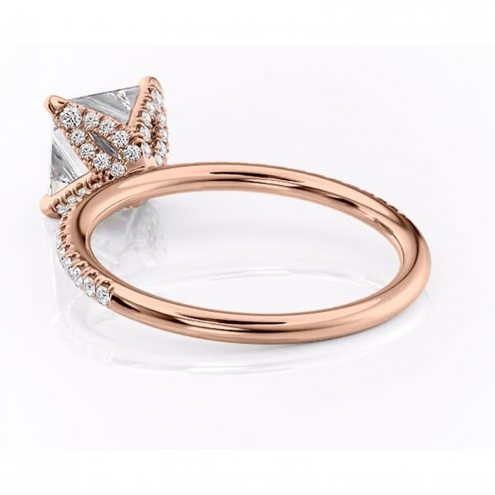 Inel de logodnă Cleo din aur Rose 14kt cu moissanite tăietură princess – Montură pavé rafinată pentru profil înalt | Personalizează și configurează gratuit online [4]
