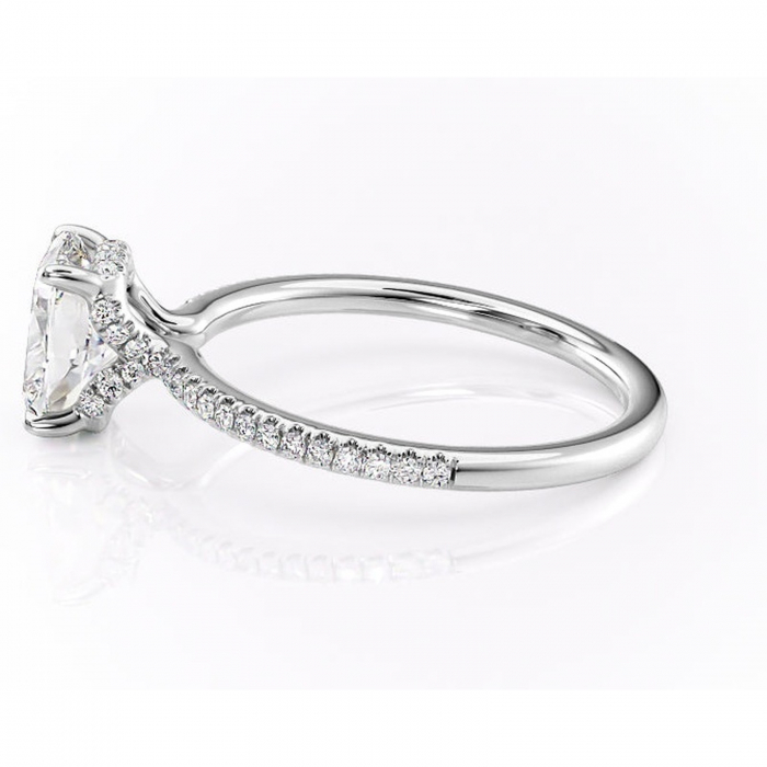 Inel de logodnă Coraline din aur Alb 14kt cu moissanite tăietură asscher – Montură pavé rafinată pentru profil înalt | Personalizează și configurează gratuit online [6]