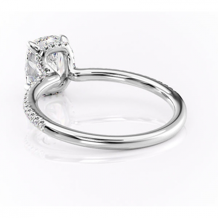 Inel de logodnă Coraline din aur Alb 14kt cu moissanite tăietură asscher – Montură pavé rafinată pentru profil înalt | Personalizează și configurează gratuit online [4]