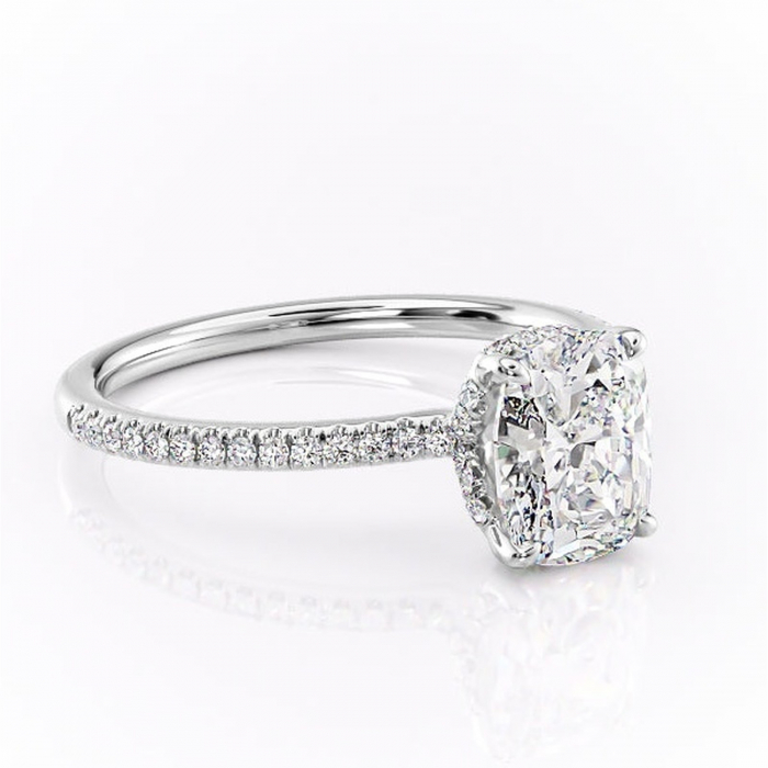 Inel de logodnă Coraline din aur Alb 14kt cu moissanite tăietură asscher – Montură pavé rafinată pentru profil înalt | Personalizează și configurează gratuit online [1]