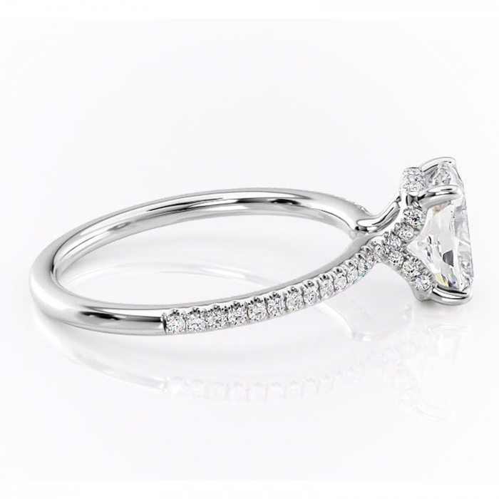 Inel de logodnă Coraline din aur Alb 14kt cu moissanite tăietură asscher – Montură pavé rafinată pentru profil înalt | Personalizează și configurează gratuit online [2]