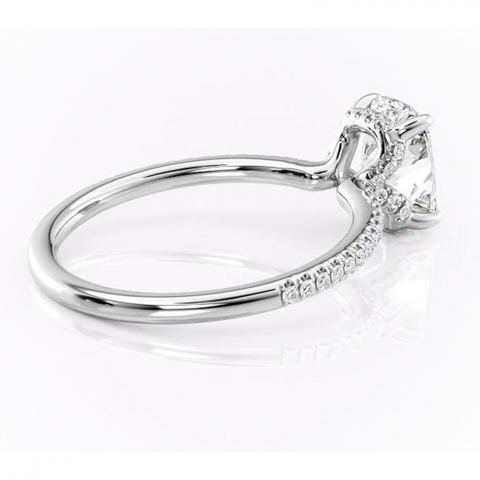 Inel de logodnă Coraline din aur Alb 14kt cu moissanite tăietură asscher – Montură pavé rafinată pentru profil înalt | Personalizează și configurează gratuit online [3]