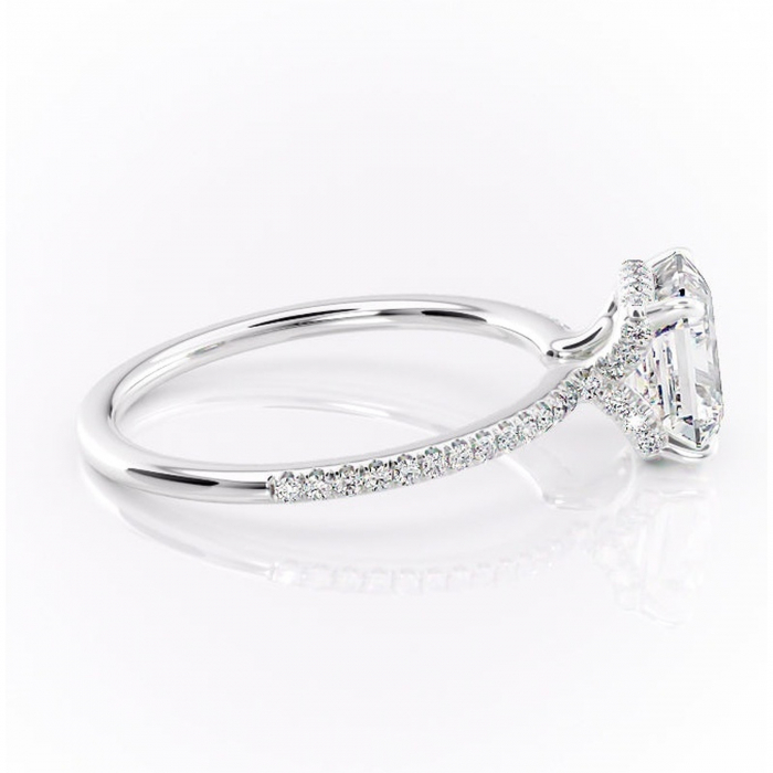 Inel de logodnă Coraline din aur Alb 14kt cu moissanite tăietură asscher – Montură pavé rafinată pentru profil înalt | Personalizează și configurează gratuit online [2]