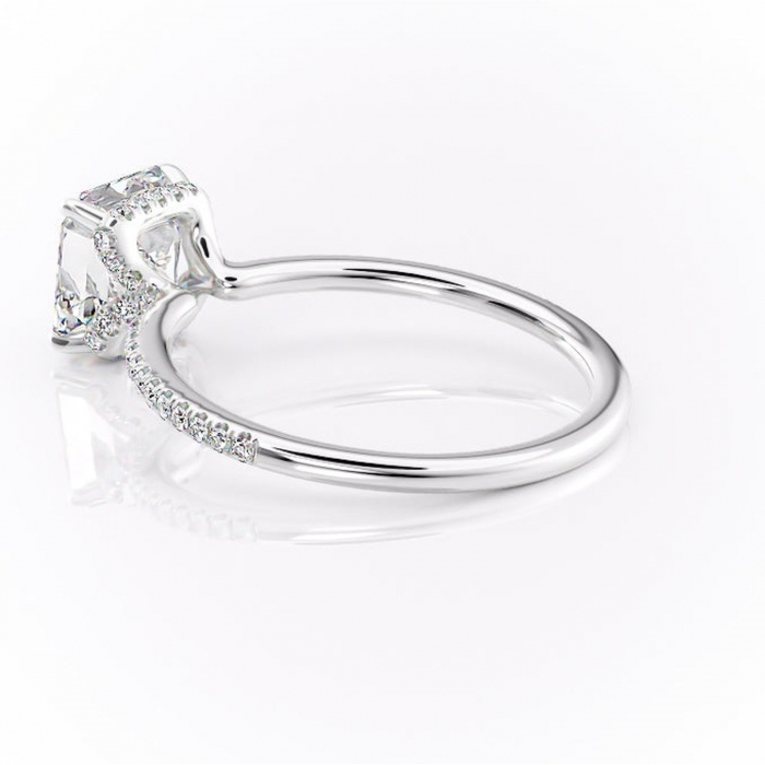 Inel de logodnă Coraline din aur Alb 14kt cu moissanite tăietură asscher – Montură pavé rafinată pentru profil înalt | Personalizează și configurează gratuit online [5]