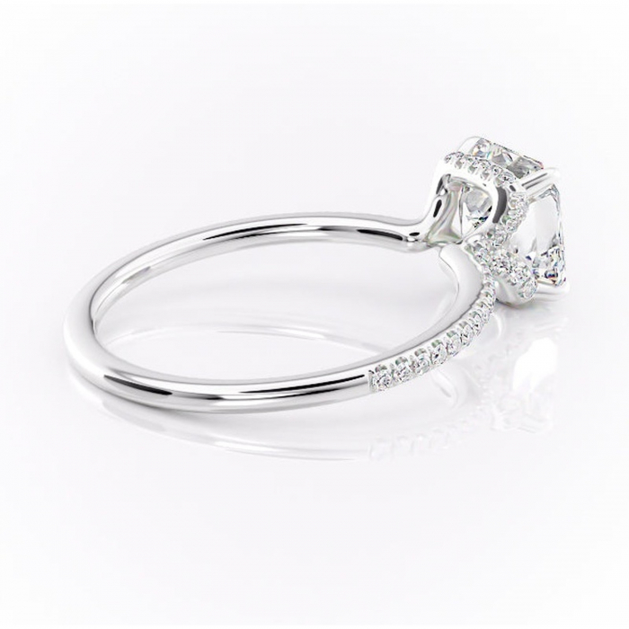 Inel de logodnă Coraline din aur Alb 14kt cu moissanite tăietură asscher – Montură pavé rafinată pentru profil înalt | Personalizează și configurează gratuit online [3]