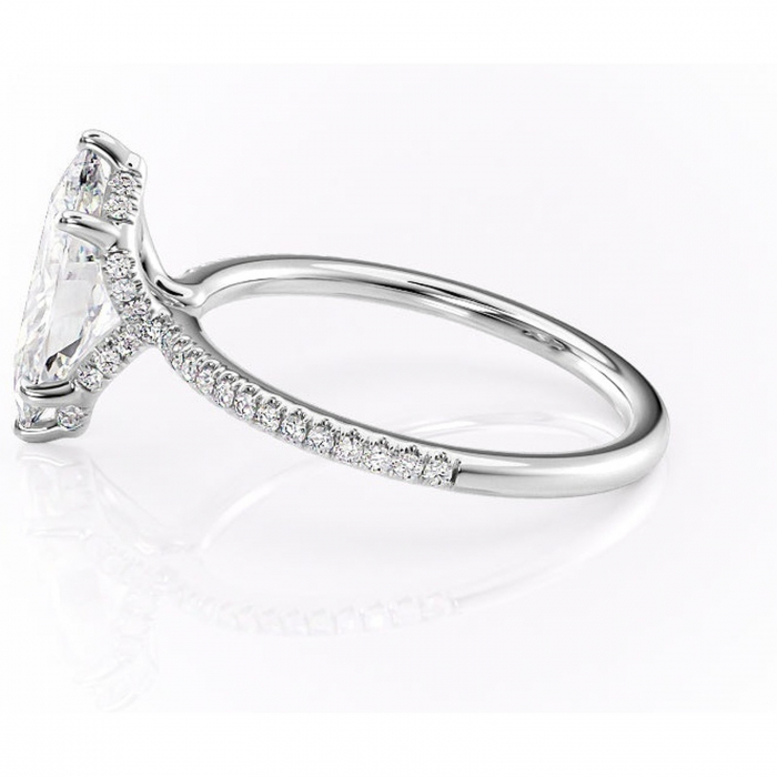 Inel de logodnă Coraline din aur Alb 14kt cu moissanite tăietură marquise – Montură pavé rafinată pentru profil înalt | Personalizează și configurează gratuit online [6]