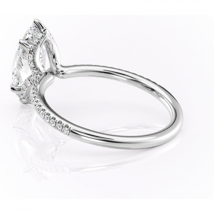 Inel de logodnă Coraline din aur Alb 14kt cu moissanite tăietură marquise – Montură pavé rafinată pentru profil înalt | Personalizează și configurează gratuit online [5]