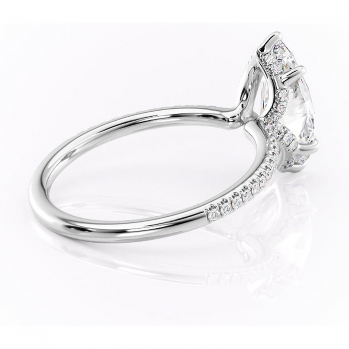 Inel de logodnă Coraline din aur Alb 14kt cu moissanite tăietură marquise – Montură pavé rafinată pentru profil înalt | Personalizează și configurează gratuit online [3]