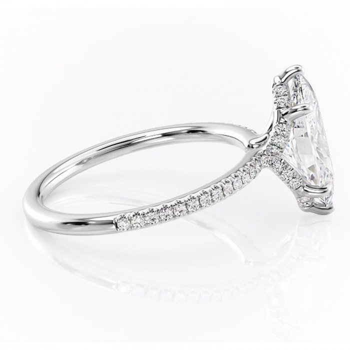 Inel de logodnă Coraline din aur Alb 14kt cu moissanite tăietură marquise – Montură pavé rafinată pentru profil înalt | Personalizează și configurează gratuit online [2]