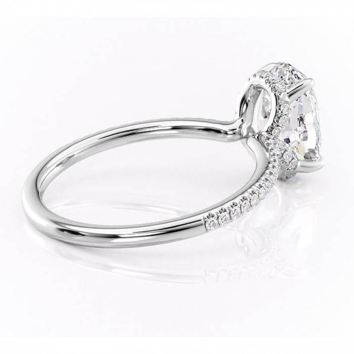 Inel de logodnă Coraline din aur Alb 14kt cu moissanite tăietură ovală – Montură pavé rafinată pentru profil înalt | Personalizează și configurează gratuit online [3]