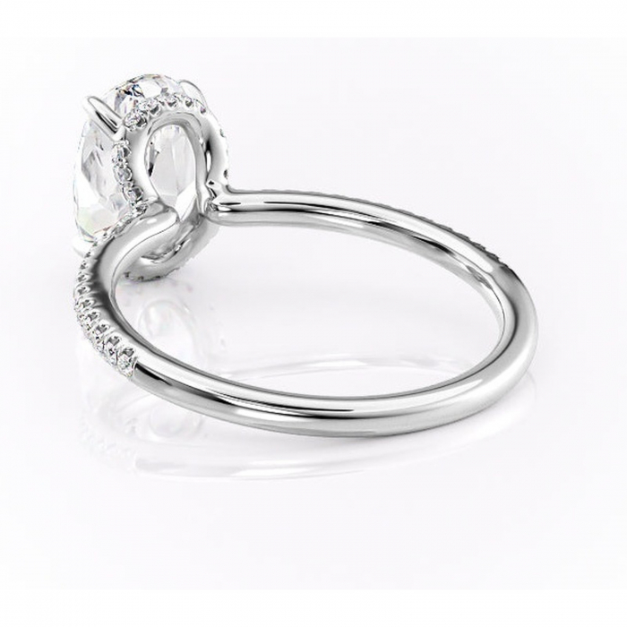 Inel de logodnă Coraline din aur Alb 14kt cu moissanite tăietură ovală – Montură pavé rafinată pentru profil înalt | Personalizează și configurează gratuit online [4]