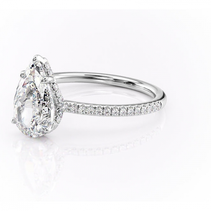 Inel de logodnă Coraline din aur Alb 14kt cu moissanite tăietură pară – Montură pavé rafinată pentru profil înalt | Personalizează și configurează gratuit online [7]