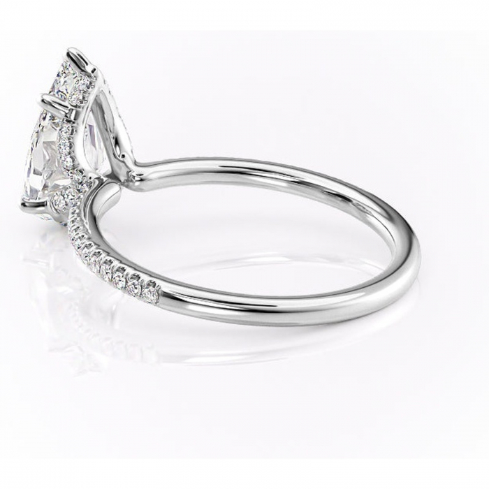 Inel de logodnă Coraline din aur Alb 14kt cu moissanite tăietură pară – Montură pavé rafinată pentru profil înalt | Personalizează și configurează gratuit online [5]
