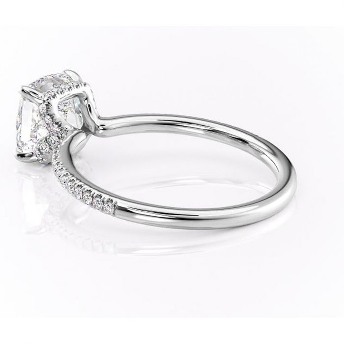 Inel de logodnă Coraline din aur Alb 14kt cu moissanite tăietură pernă – Montură pavé rafinată pentru profil înalt | Personalizează și configurează gratuit online [5]