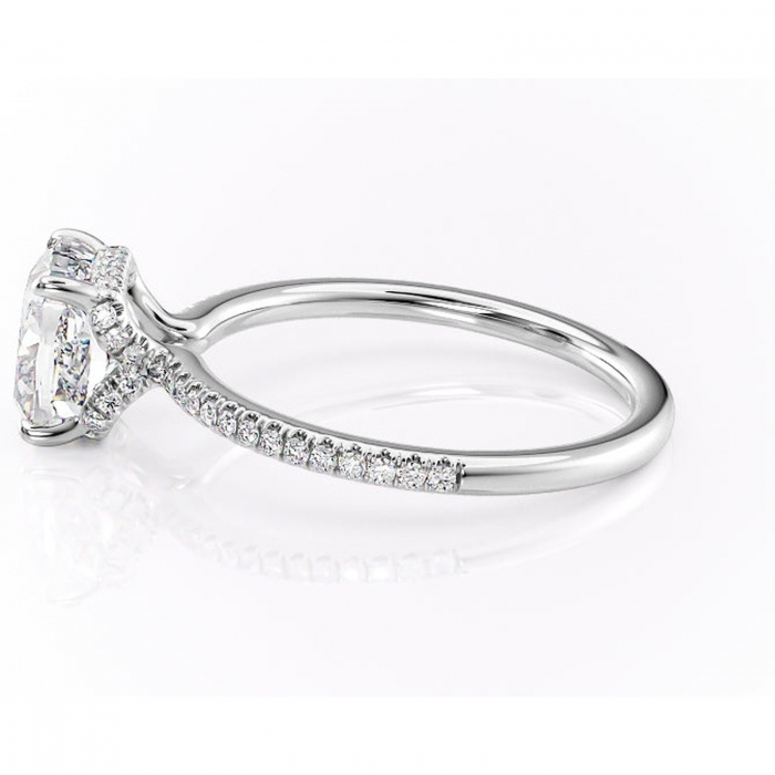 Inel de logodnă Coraline din aur Alb 14kt cu moissanite tăietură pernă – Montură pavé rafinată pentru profil înalt | Personalizează și configurează gratuit online [6]