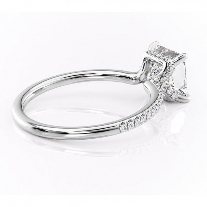 Inel de logodnă Coraline din aur Alb 14kt cu moissanite tăietură princess – Montură pavé rafinată pentru profil înalt | Personalizează și configurează gratuit online [3]