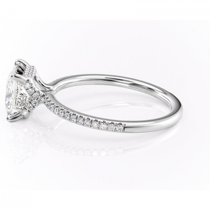 Inel de logodnă Coraline din aur Alb 14kt cu moissanite tăietură princess – Montură pavé rafinată pentru profil înalt | Personalizează și configurează gratuit online [6]
