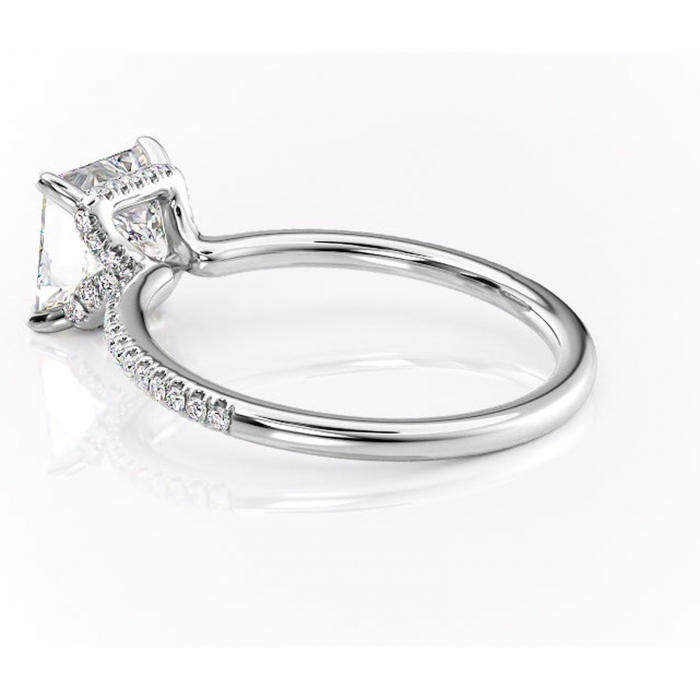 Inel de logodnă Coraline din aur Alb 14kt cu moissanite tăietură princess – Montură pavé rafinată pentru profil înalt | Personalizează și configurează gratuit online [5]