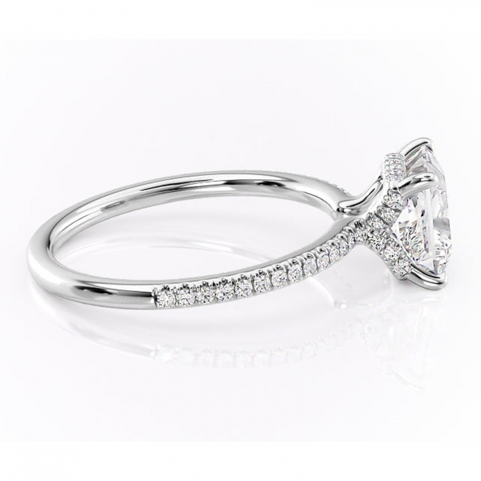 Inel de logodnă Coraline din aur Alb 14kt cu moissanite tăietură princess – Montură pavé rafinată pentru profil înalt | Personalizează și configurează gratuit online [2]
