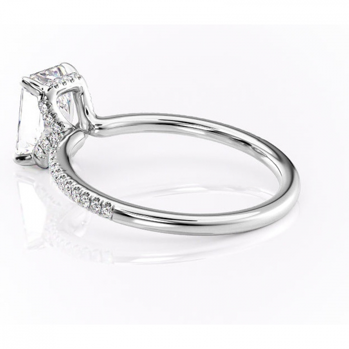 Inel de logodnă Coraline din aur Alb 18kt cu moissanite tăietură radiantă – Montură pavé rafinată pentru profil înalt | Personalizează și configurează gratuit online [5]