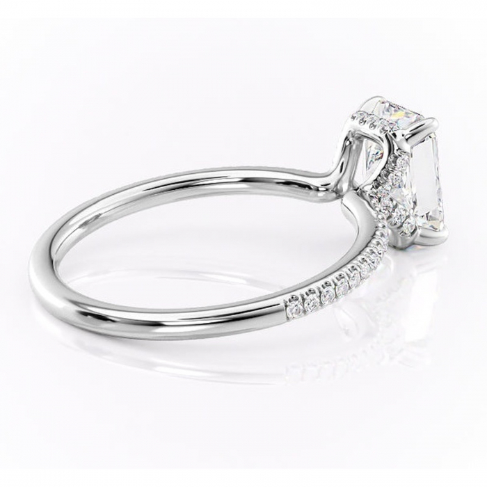 Inel de logodnă Coraline din aur Alb 18kt cu moissanite tăietură radiantă – Montură pavé rafinată pentru profil înalt | Personalizează și configurează gratuit online [3]