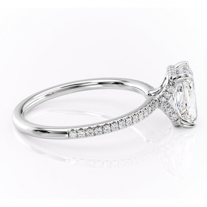 Inel de logodnă Coraline din aur Alb 18kt cu moissanite tăietură radiantă – Montură pavé rafinată pentru profil înalt | Personalizează și configurează gratuit online [2]