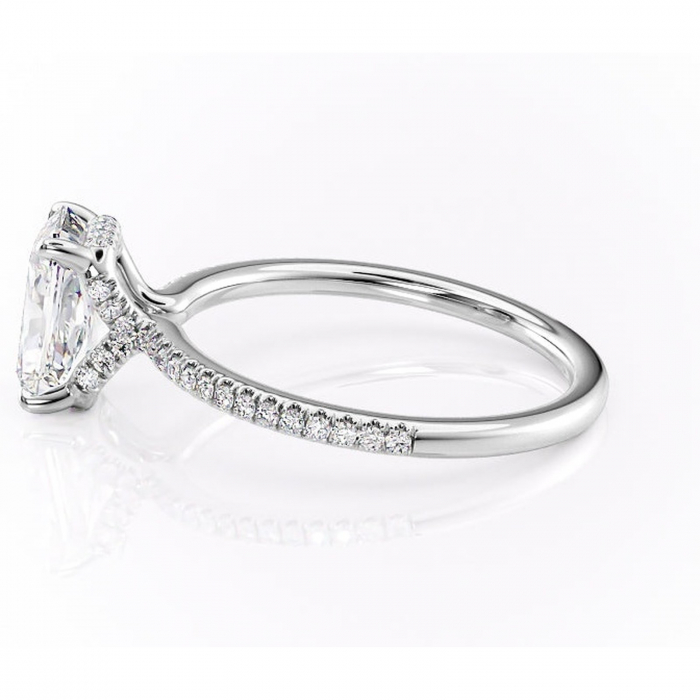 Inel de logodnă Coraline din aur Alb 18kt cu moissanite tăietură radiantă – Montură pavé rafinată pentru profil înalt | Personalizează și configurează gratuit online [6]