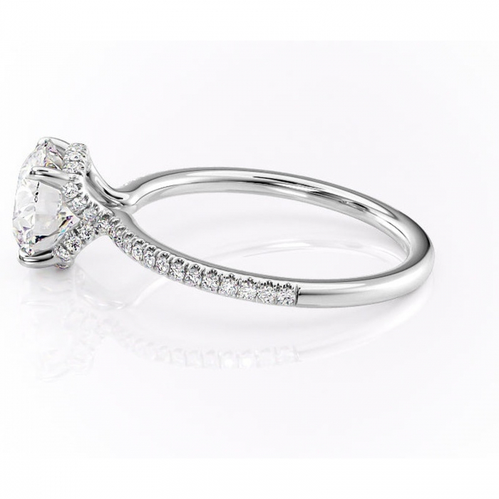 Inel de logodnă Coraline din aur Alb 14kt cu moissanite tăietură rotundă – Montură pavé rafinată pentru profil înalt | Personalizează și configurează gratuit online [6]