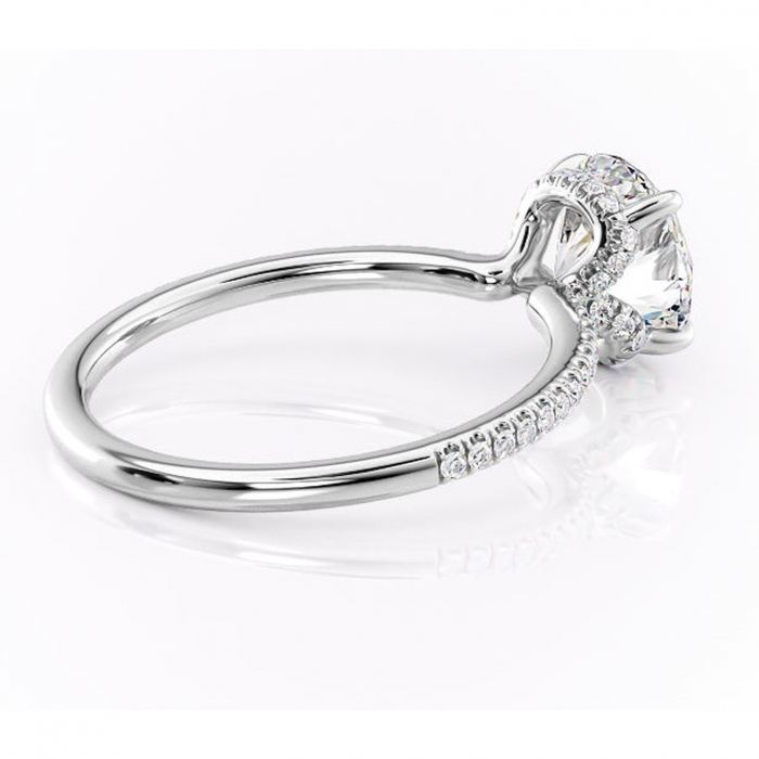 Inel de logodnă Coraline din aur Alb 14kt cu moissanite tăietură rotundă – Montură pavé rafinată pentru profil înalt | Personalizează și configurează gratuit online [3]