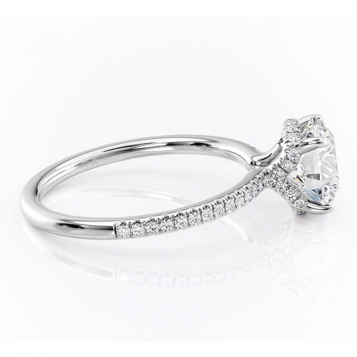 Inel de logodnă Coraline din aur Alb 14kt cu moissanite tăietură rotundă – Montură pavé rafinată pentru profil înalt | Personalizează și configurează gratuit online [2]