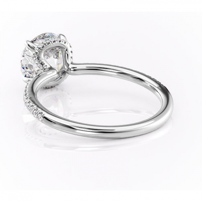 Inel de logodnă Coraline din aur Alb 14kt cu moissanite tăietură rotundă – Montură pavé rafinată pentru profil înalt | Personalizează și configurează gratuit online [4]