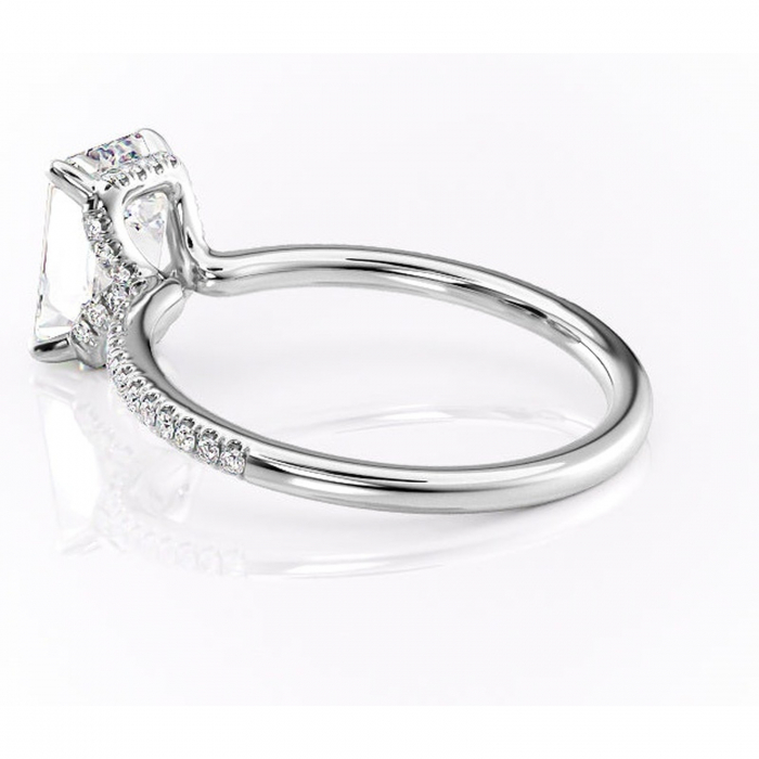 Inel de logodnă Coraline din aur Alb 14kt cu moissanite tăietură smarald – Montură pavé rafinată pentru profil înalt | Personalizează și configurează gratuit online [5]