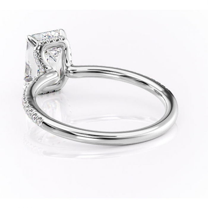 Inel de logodnă Coraline din aur Alb 14kt cu moissanite tăietură smarald – Montură pavé rafinată pentru profil înalt | Personalizează și configurează gratuit online [4]