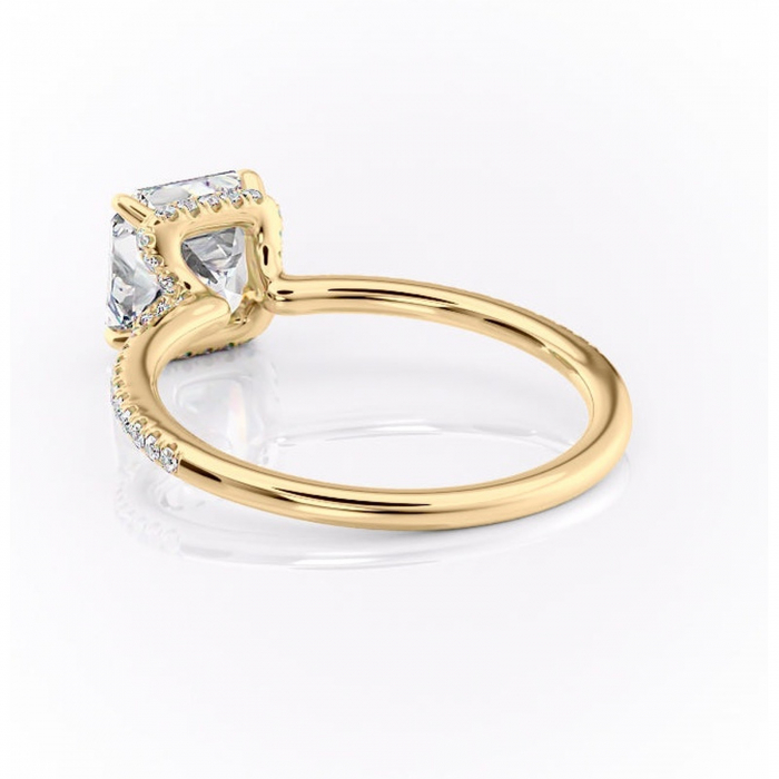 Inel de logodnă Coraline din aur Galben 18kt cu moissanite tăietură asscher – Montură pavé rafinată pentru profil înalt | Personalizează și configurează gratuit online [4]