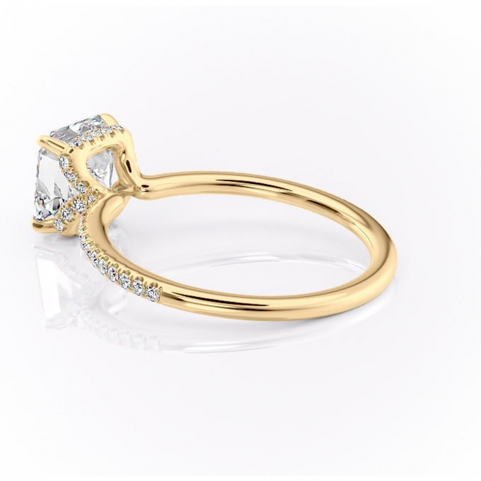 Inel de logodnă Coraline din aur Galben 18kt cu moissanite tăietură asscher – Montură pavé rafinată pentru profil înalt | Personalizează și configurează gratuit online [5]