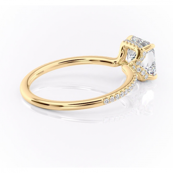 Inel de logodnă Coraline din aur Galben 18kt cu moissanite tăietură asscher – Montură pavé rafinată pentru profil înalt | Personalizează și configurează gratuit online [3]