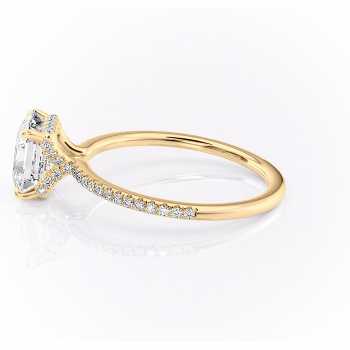 Inel de logodnă Coraline din aur Galben 18kt cu moissanite tăietură asscher – Montură pavé rafinată pentru profil înalt | Personalizează și configurează gratuit online [6]