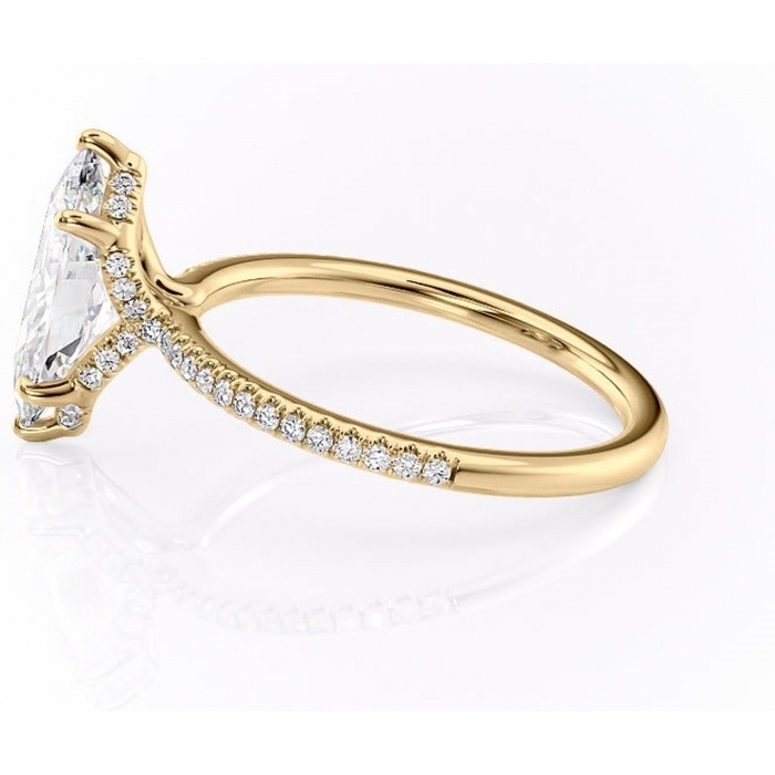 Inel de logodnă Coraline din aur Galben 18kt cu moissanite tăietură marquise – Montură pavé rafinată pentru profil înalt | Personalizează și configurează gratuit online [6]