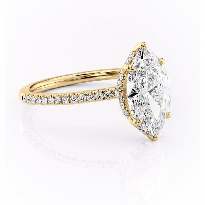 Inel de logodnă Coraline din aur Galben 18kt cu moissanite tăietură marquise – Montură pavé rafinată pentru profil înalt | Personalizează și configurează gratuit online [1]